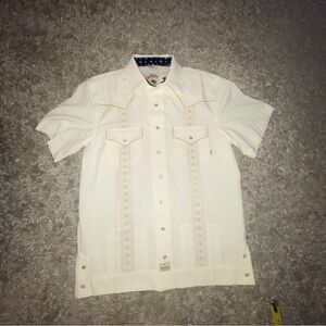 Pearl Snap Guayabera Performance Shirt--Sandstorm Sz M